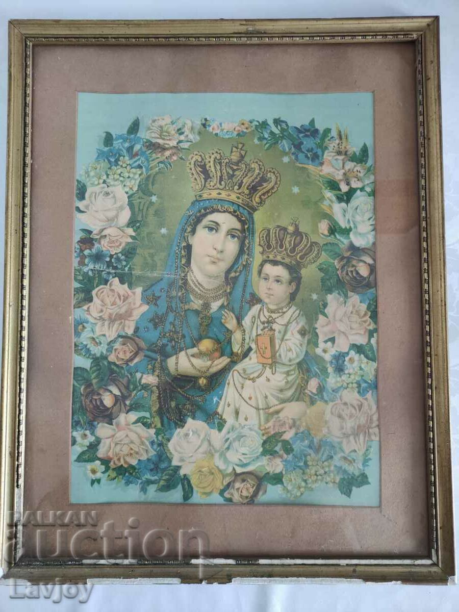 Стара Руска икона*Богородица с Младенеца * Литография