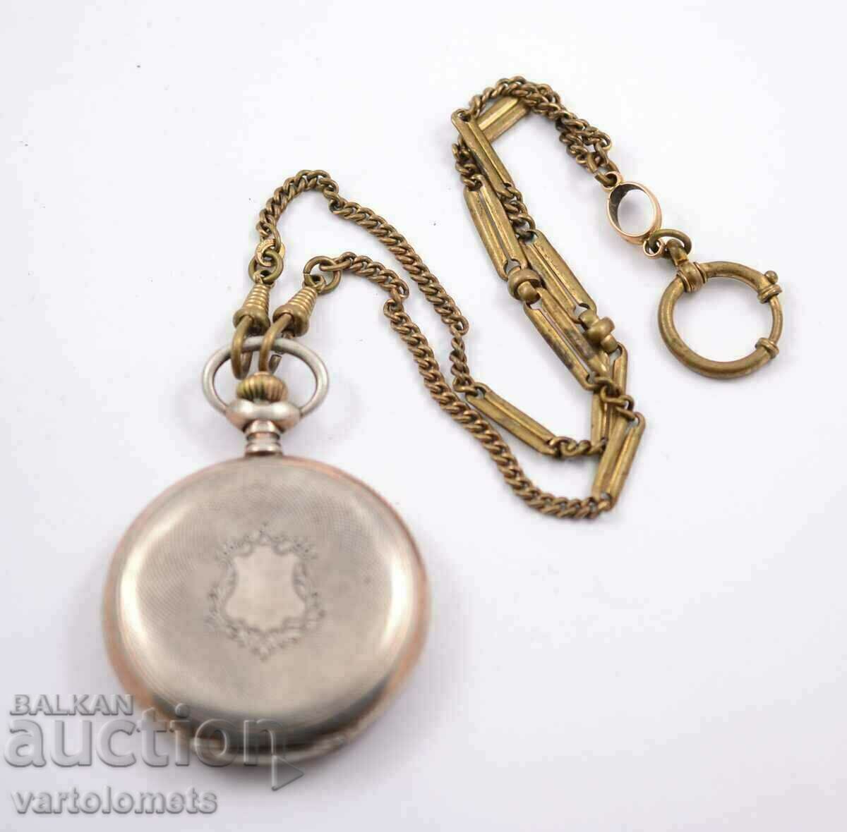 Ceas de buzunar argintiu Zenith cu capace, placat cu aur - functioneaza cu preț € 165.00 | 322.71 BGN