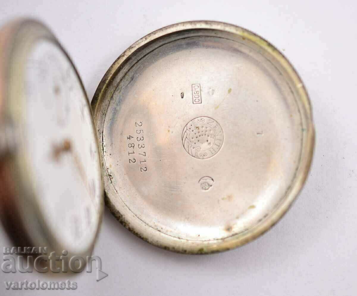 Auction Zenith silver pocket watch with lids, gold plating - works Auction Zenith silver pocket watch with lids, gold plating - works