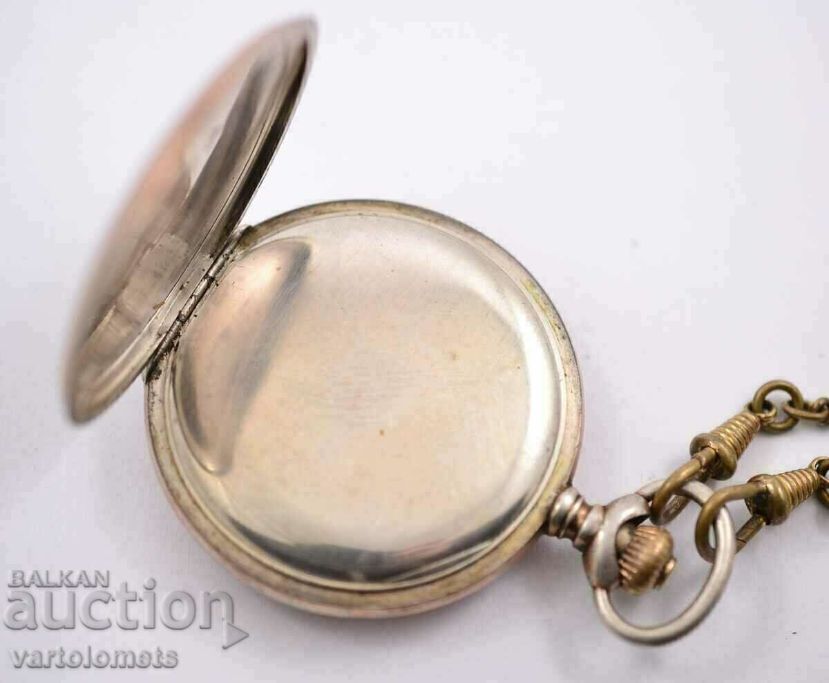 Delivery of Zenith silver pocket watch with lids, gold plating - works Delivery of Zenith silver pocket watch with lids, gold plating - works