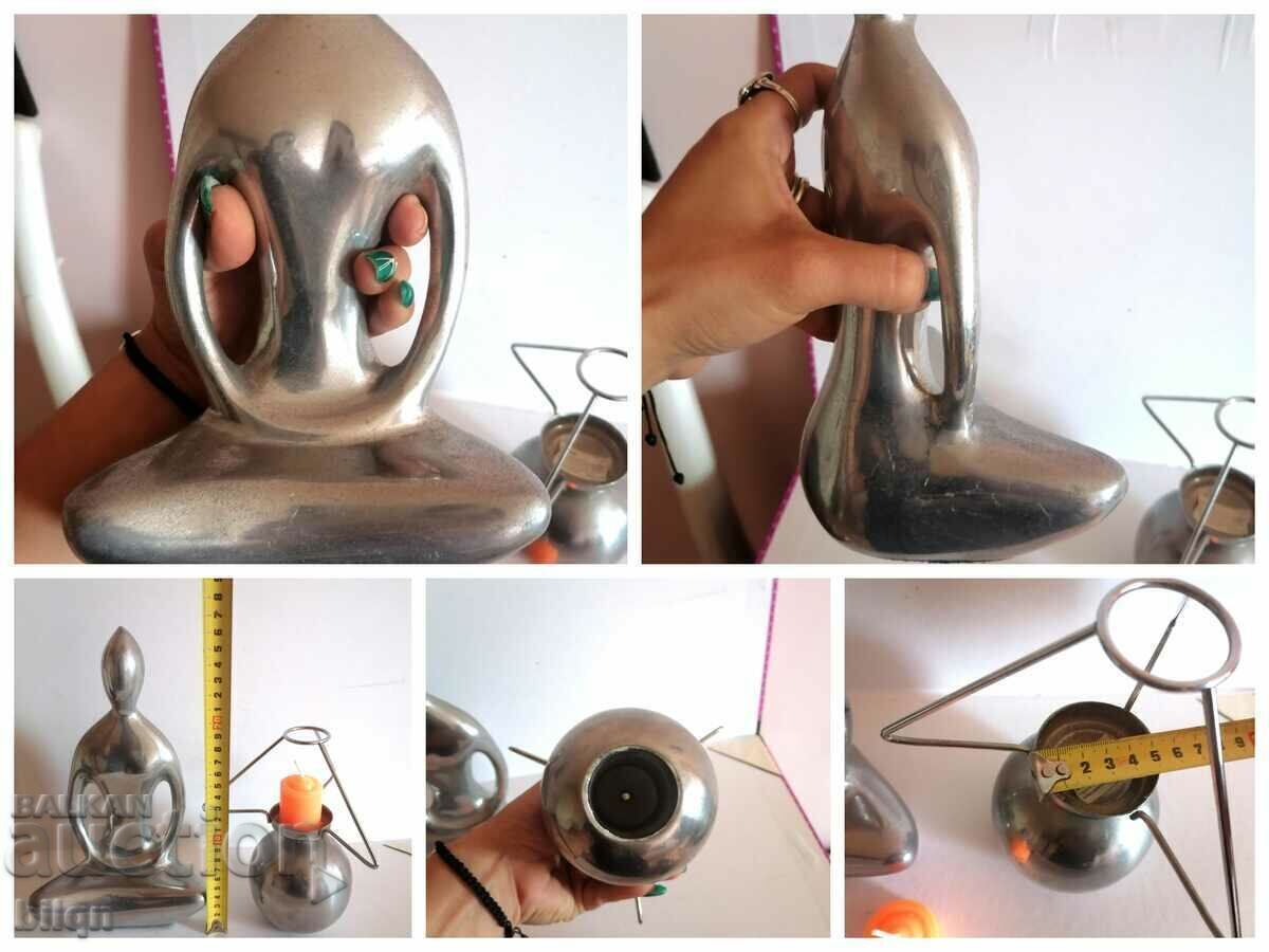 Great Set of Metal Plastics and Candlestick - 7 Great Set of Metal Plastics and Candlestick - 7