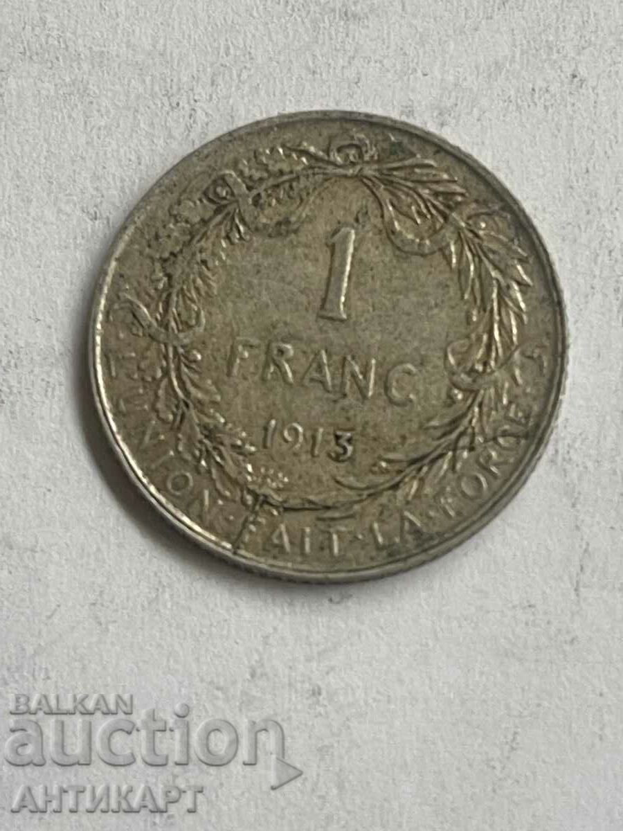ασημένιο νόμισμα 1 φράγκου Βέλγιο 1913 ασήμι
