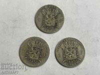 3 броя сребърна монета 1 франк Белгия 1867 ,1886,1887 сребро