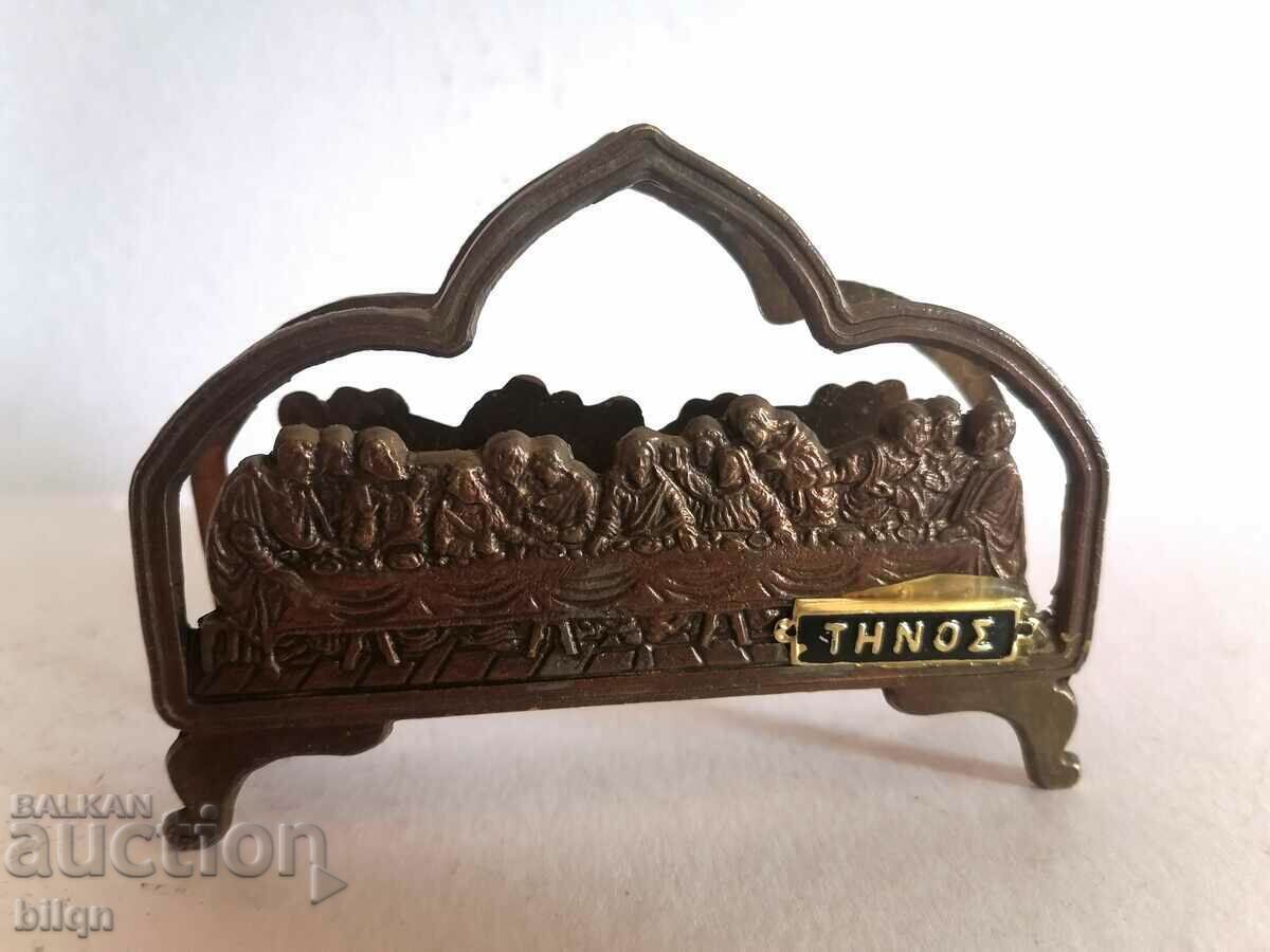 Beautiful Old Bronze Napkin Holder - The Last Supper with price 28.87 BGN | € 14.76
