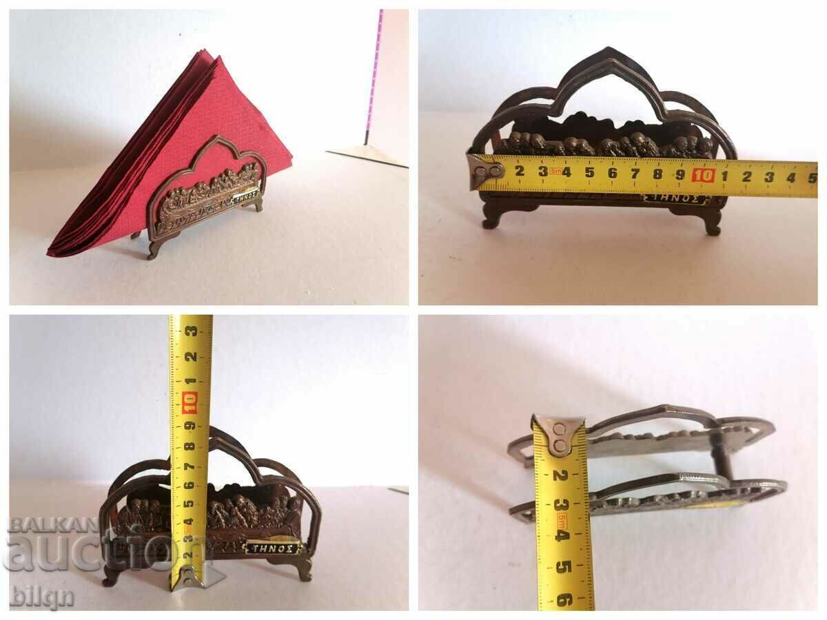 Beautiful Old Bronze Napkin Holder - The Last Supper - 7