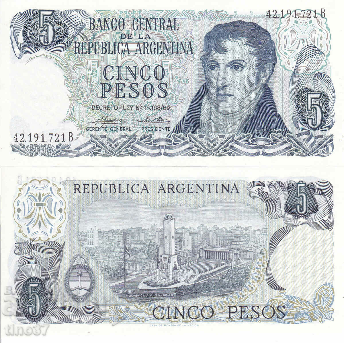 tino37- ARGENTINA - 5 PESOS - 1974/75 - UNC