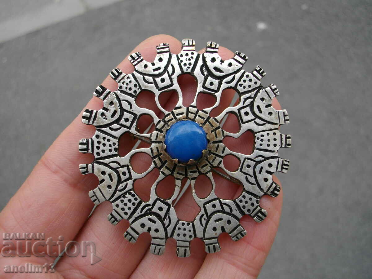 OLD SILVER PLATED BROOCH PENDANT