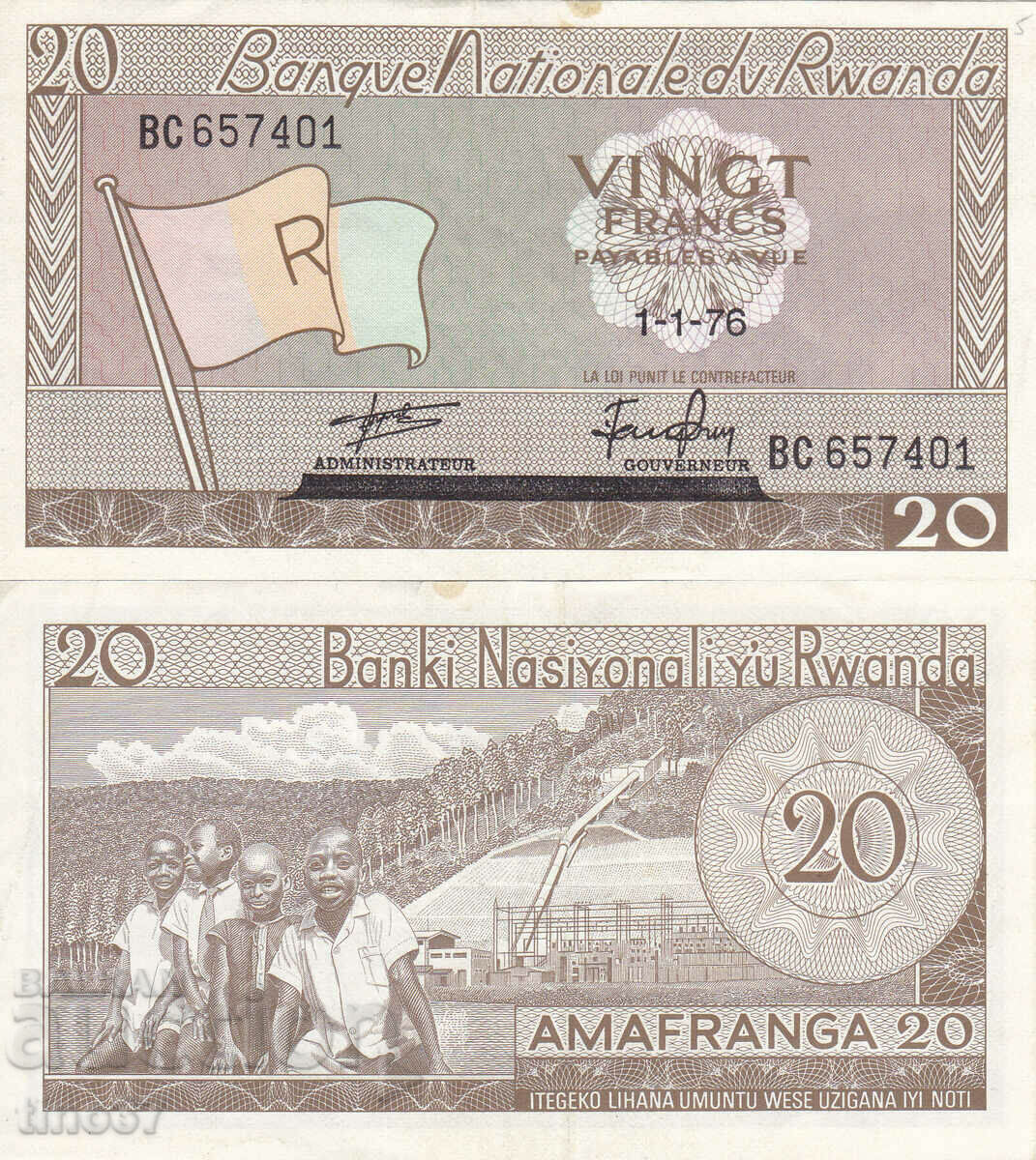 tino37- RWANDA - 20 FRANC - 1976 - VF