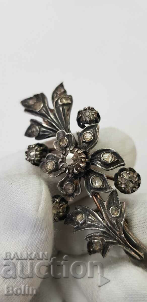 18th-19th century diamond, silver and gold brooch