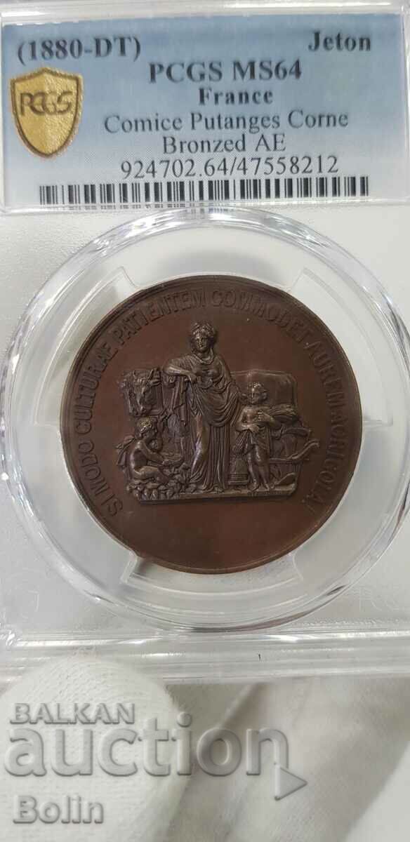 MS 64 - Medalia Franceză de bronz - Agricol - 1880 cu preț 290.00 BGN | € 148.27 MS 64 - Medalia Franceză de bronz - Agricol - 1880 cu preț 290.00 BGN | € 148.27