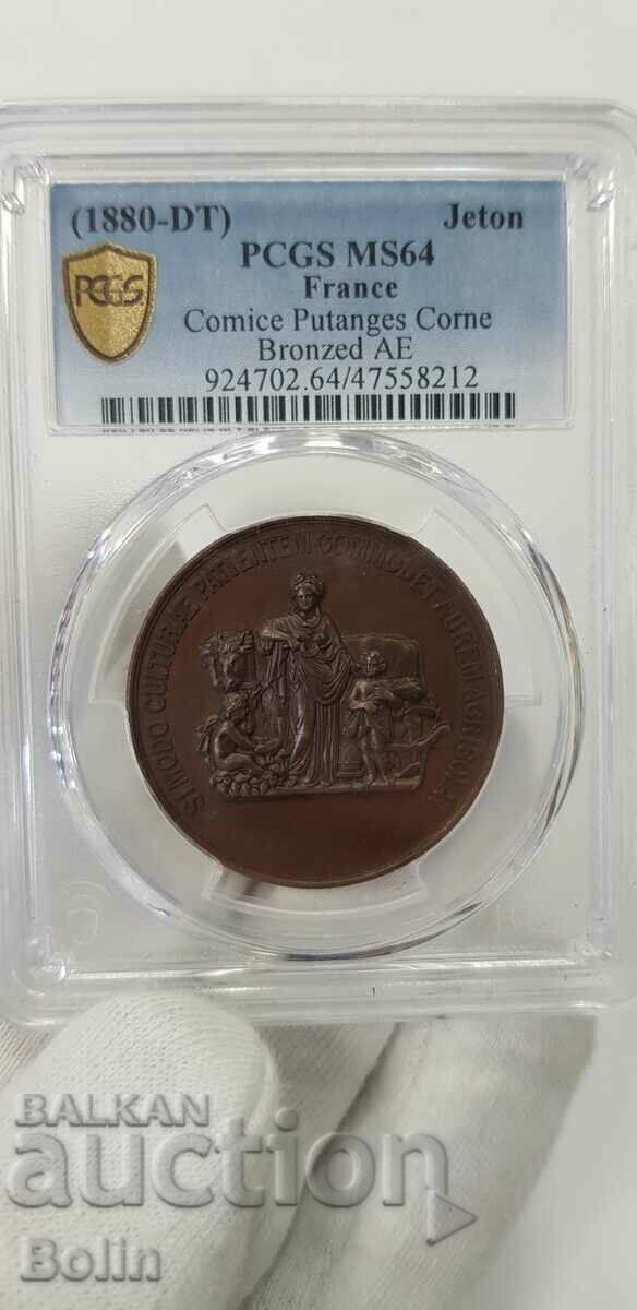 Licitație MS 64 - Medalia Franceză de bronz - Agricol - 1880 Licitație MS 64 - Medalia Franceză de bronz - Agricol - 1880