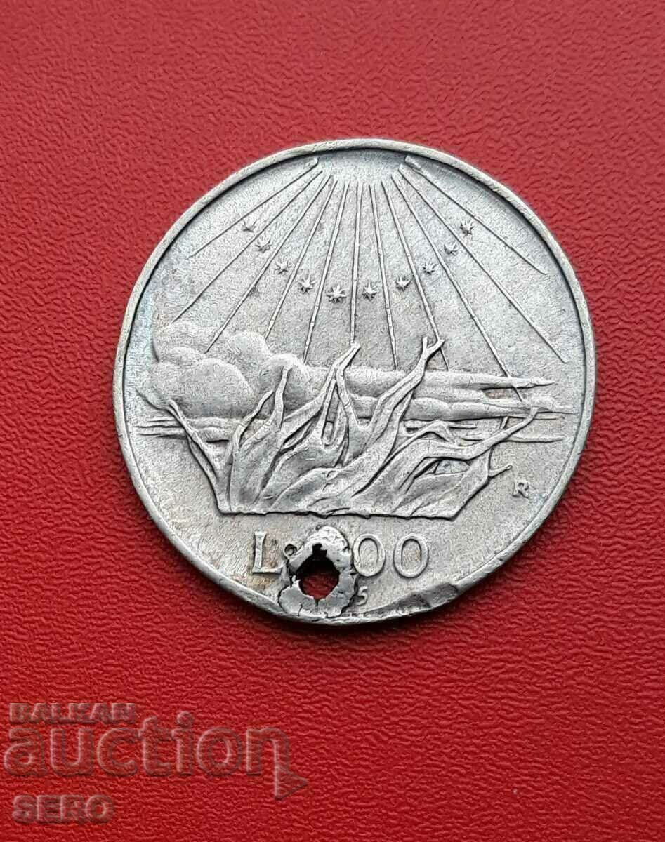 Italia-500 lire 1965-Dante Alighieri-piercing-argint
