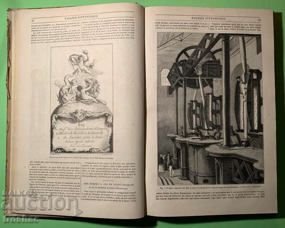 Old Book French Magazine με πολλές εικονογραφήσεις 1851
