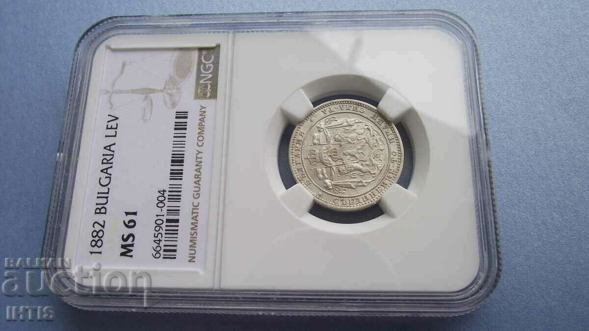 COIN - BGN 1 / one lev 1882 - NGC - * - MS61 -