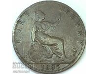 Μεγάλη Βρετανία 1/2 Penny 1885 Victoria 25mm Χάλκινο