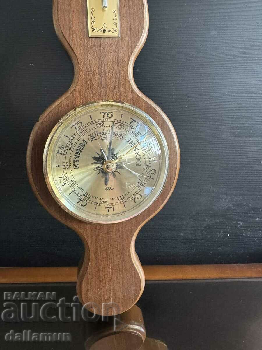 Old wooden wall thermometer with price 38.00 BGN | € 19.43