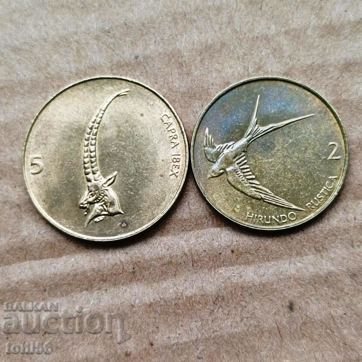 Slovenia 2 and 5 tolars 2000/01 aUNC with price 0.80 BGN | € 0.41 Slovenia 2 and 5 tolars 2000/01 aUNC with price 0.80 BGN | € 0.41