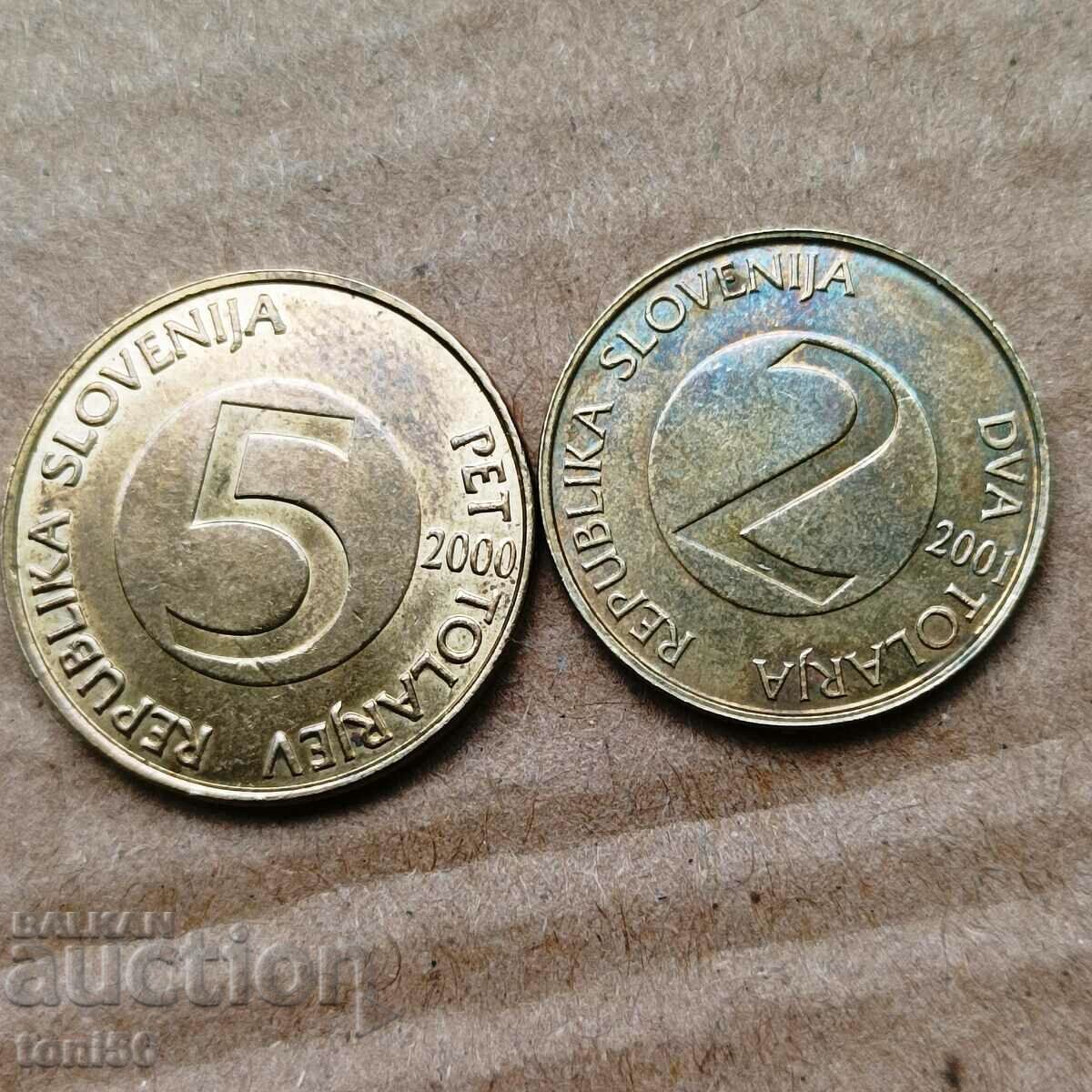 Словения 2 и 5 толара 2000/01 аUNC