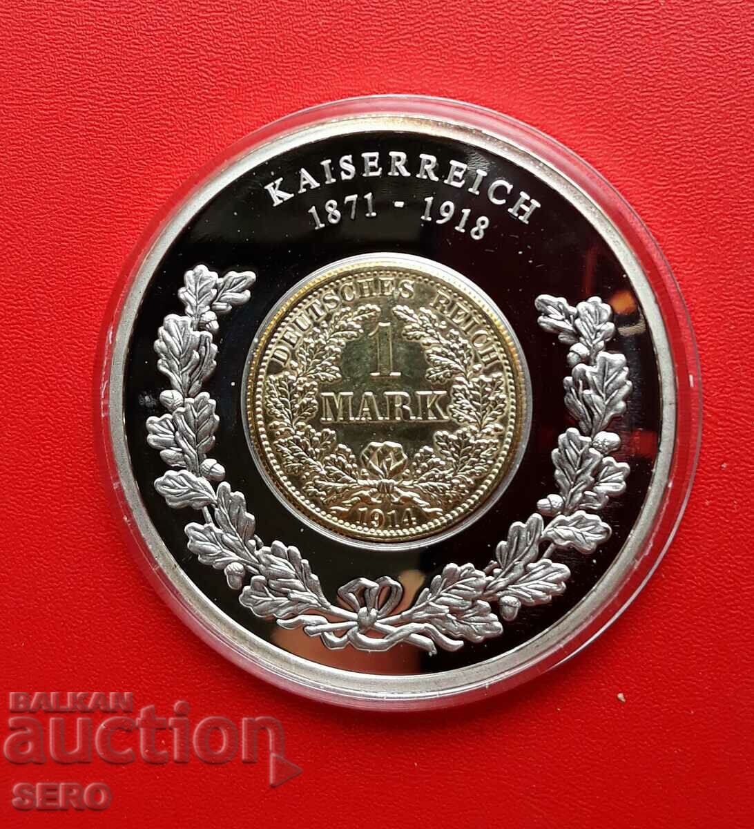 Германия-медал с монета 1 марка 1914 А-Берлин-отл.запазена