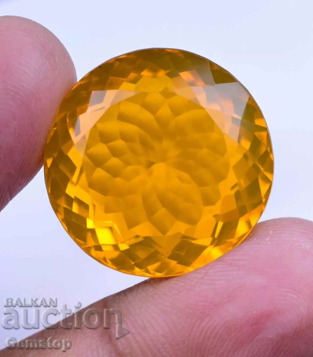 BZC! 43.30 ct yellow velo opal round cert.AGL from 1 st!