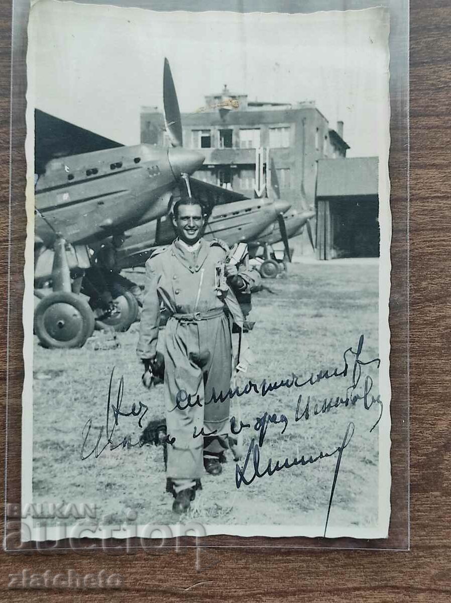 Foto veche Airman. Autograf 1945