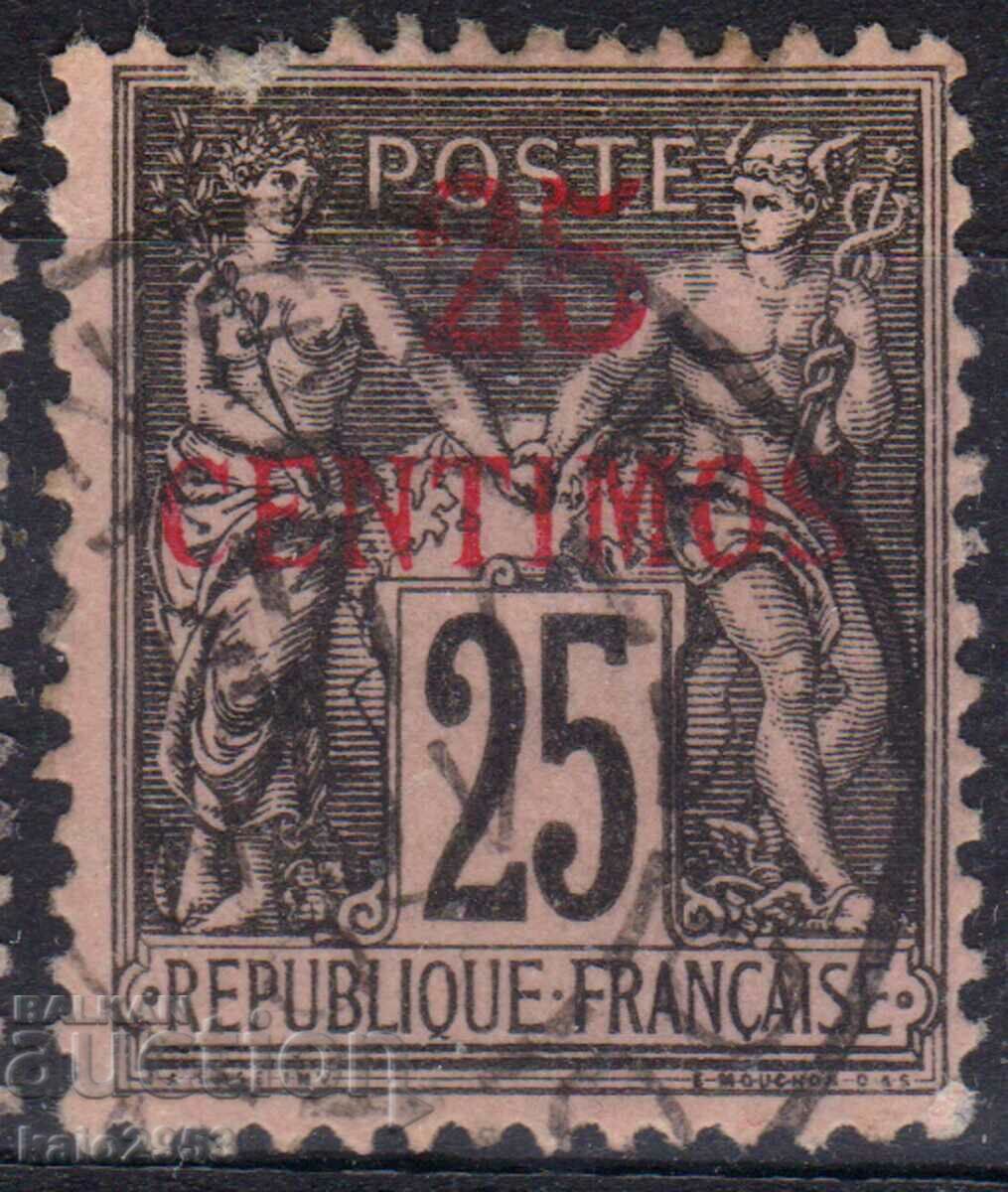 Postul francez Maroc-1891-Denumire superioară în /u Alegorie, timbru poștal