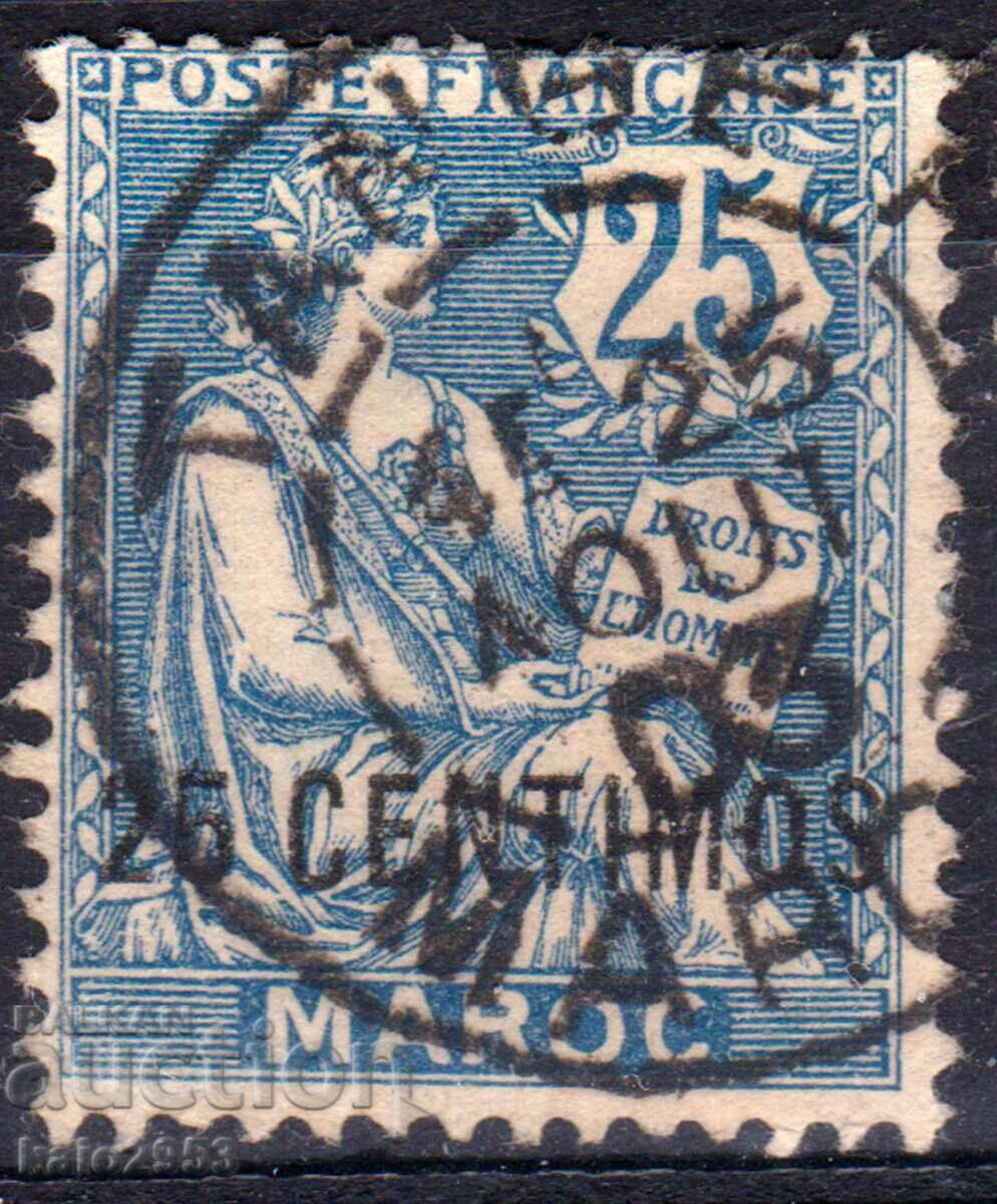 French post morocco-1902-Overhead denomination in /u Allegory, postmark