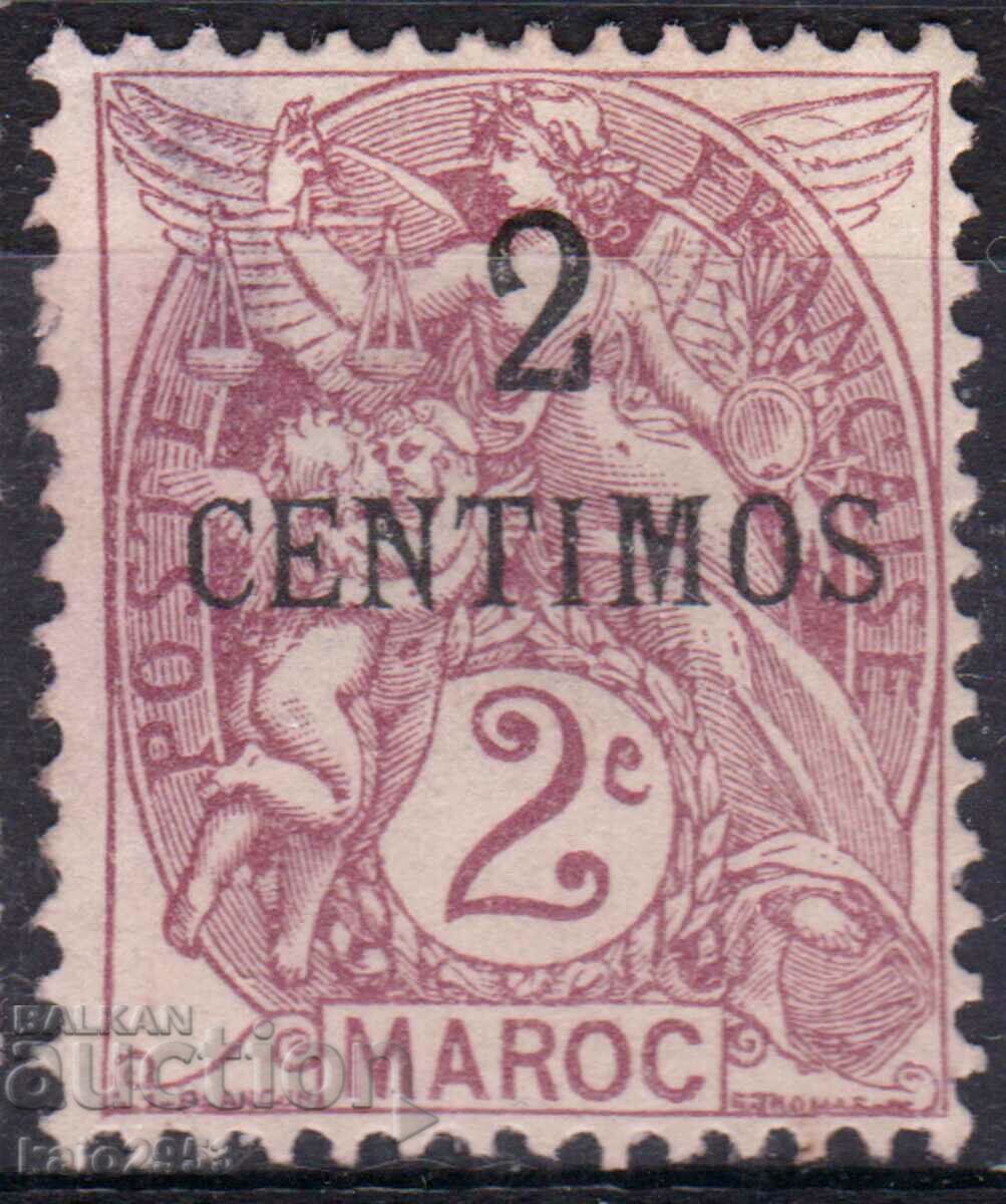 French post morocco-1906-Overhead denomination in /u Allegory, clean