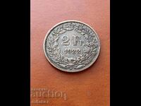 2 francs 1922, Switzerland