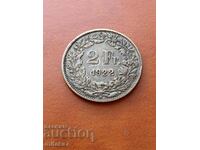 2 francs 1922, Switzerland