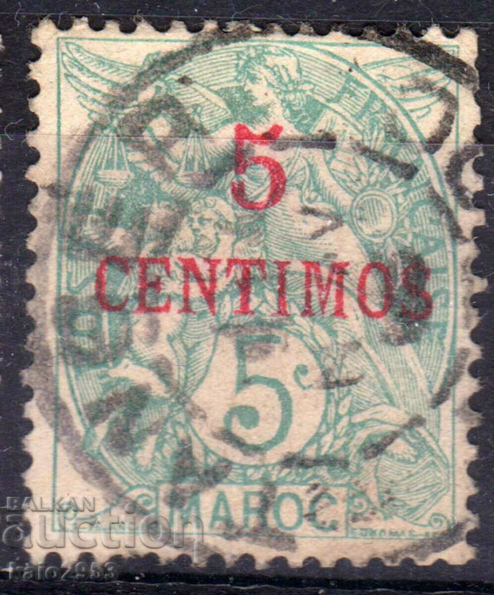 Френска поща Мароко-1906-Надп.номинал в /у Алегория,клеймо