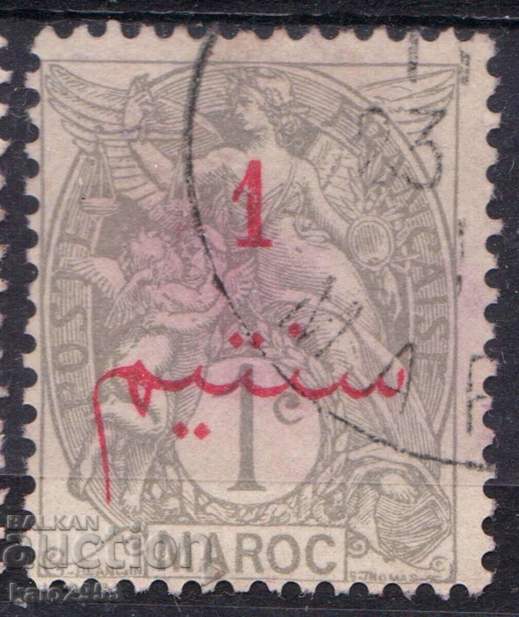 Oficiul poștal francez Maroc-1911-Superscris în arabă în/out Alegorie, timbru poștal