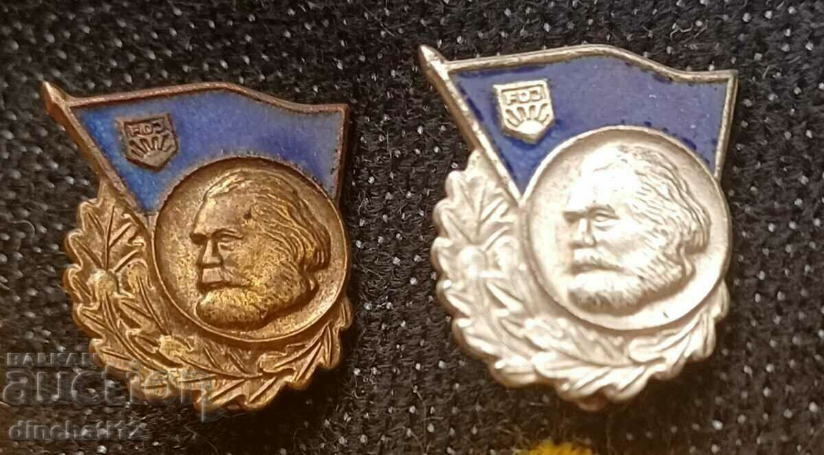 Delivery of Badges. DDR Abzeichen FDJ - Karl Heinrich Marx Delivery of Badges. DDR Abzeichen FDJ - Karl Heinrich Marx