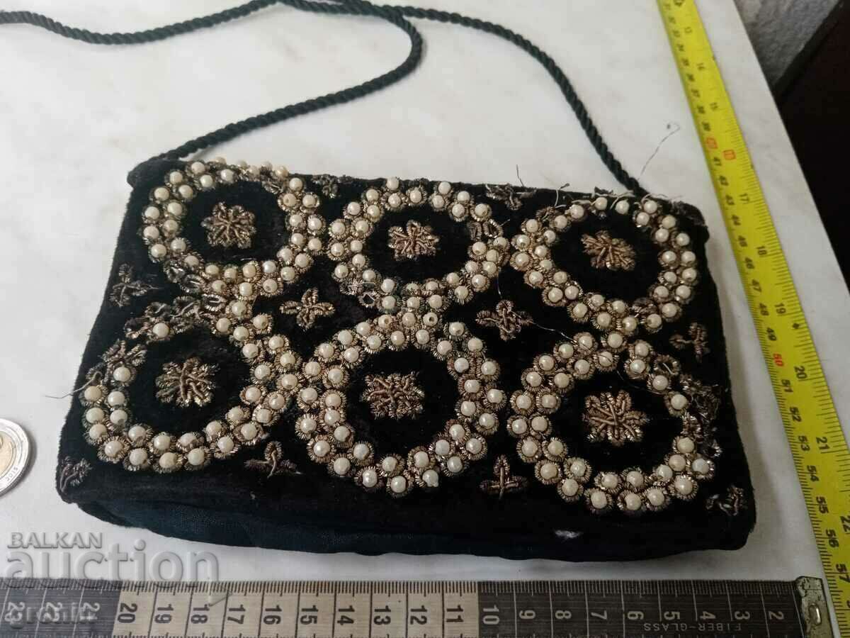 From my aunt's dresser, bag silver, tinsel, vintage velvet - 6