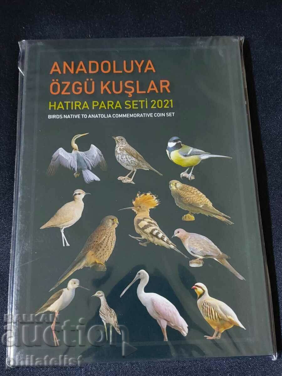 Turkey 2021 - Complete set of 12 coins of 1 kuruş each - Birds