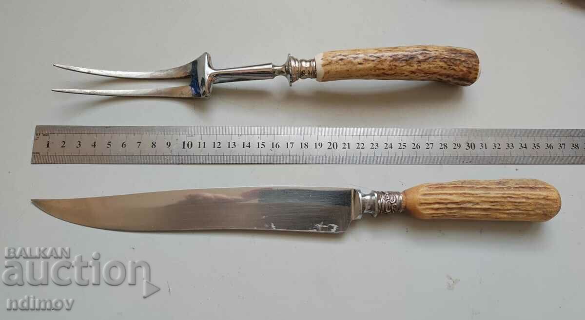 Нож и вилица за готвене и сервиране Рог