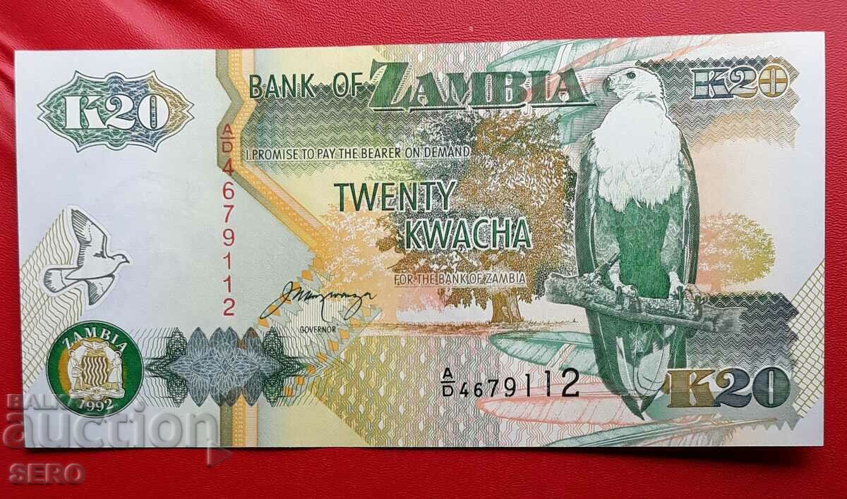 Bancnota-Zambia-20 Kwacha 1992