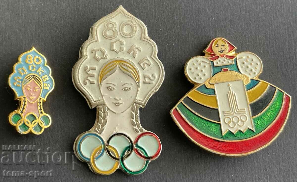 524 USSR lot of 3 Olympic signs Olympics Moscow 1980.