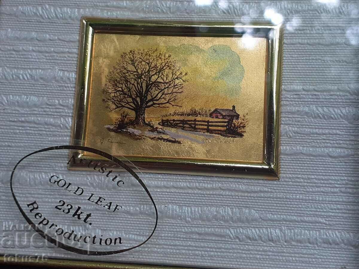 Auction Painting miniature with gold foil signature Auction Painting miniature with gold foil signature