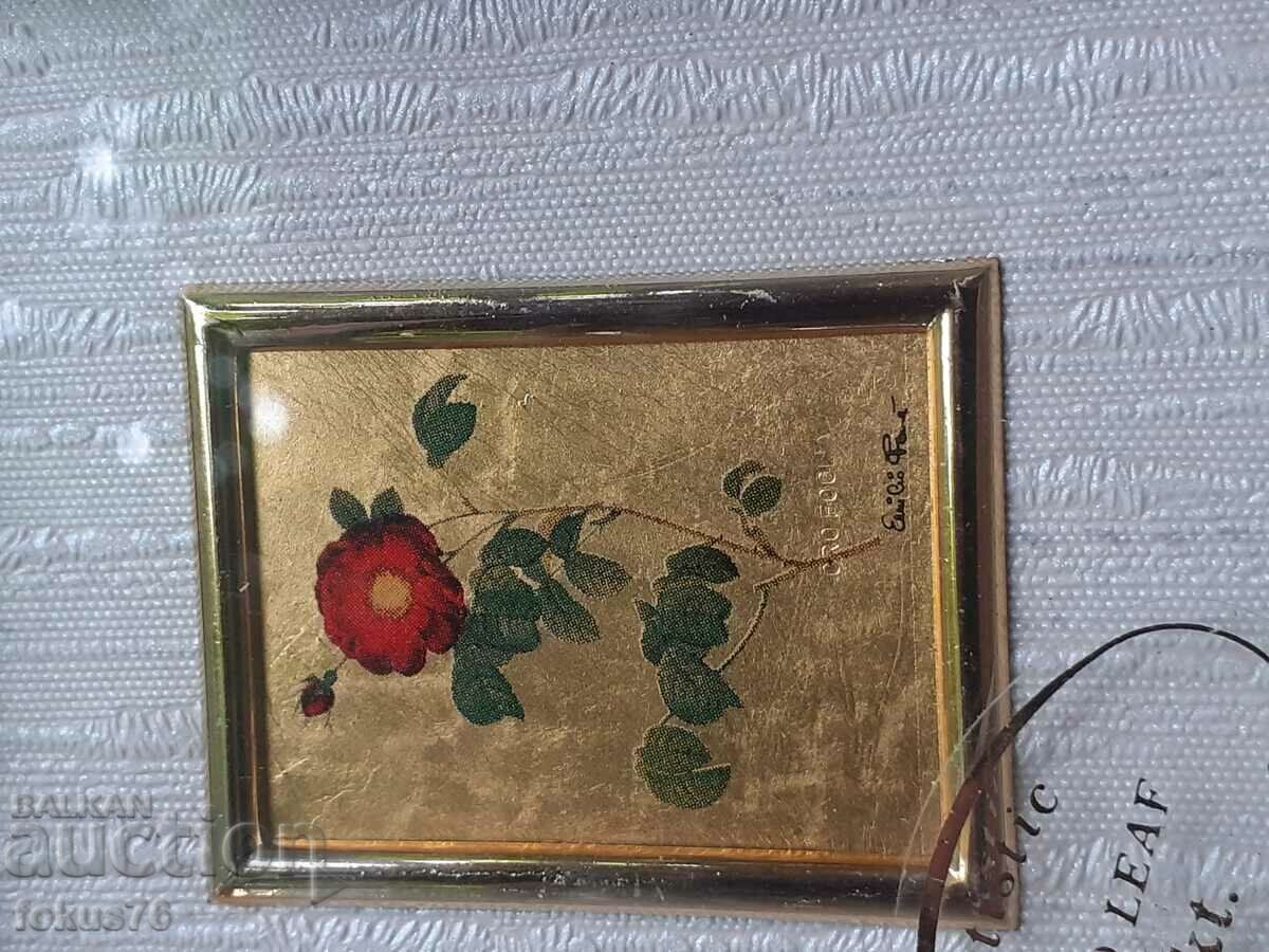 Auction  Picture miniature with gold foil signature frame