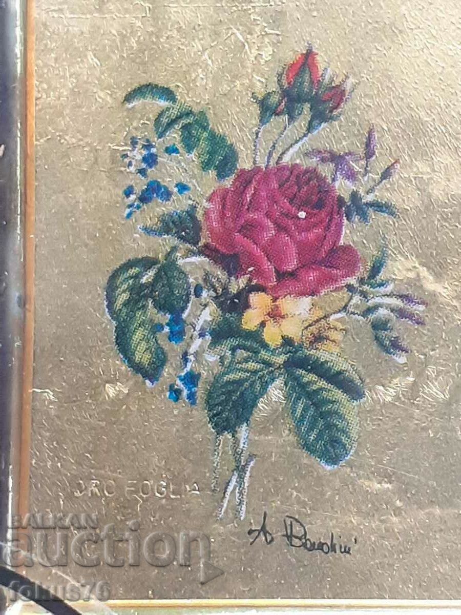 Auction Picture miniature with gold foil signature frame certificate Auction Picture miniature with gold foil signature frame certificate