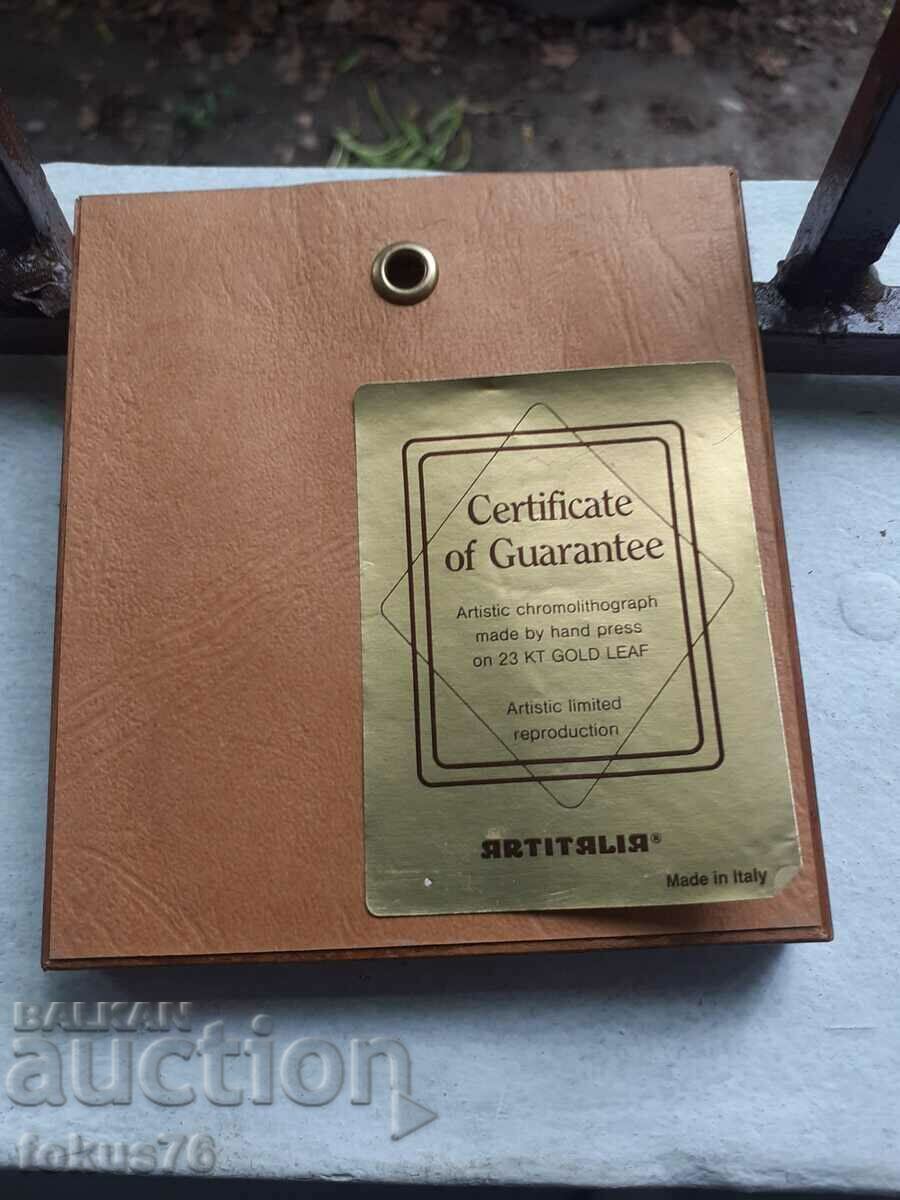 Delivery of Picture miniature with gold foil signature frame certificate Delivery of Picture miniature with gold foil signature frame certificate