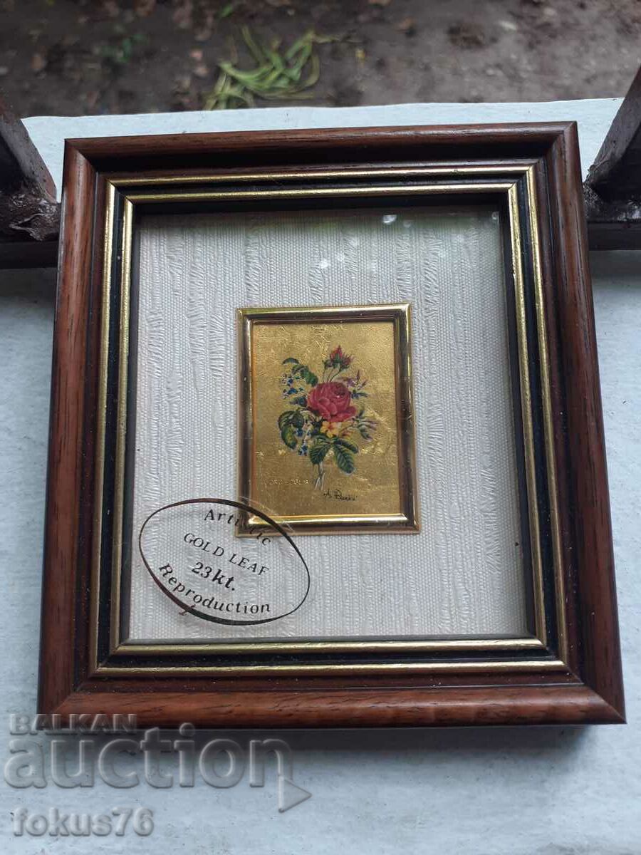 Picture miniature with gold foil signature frame certificate