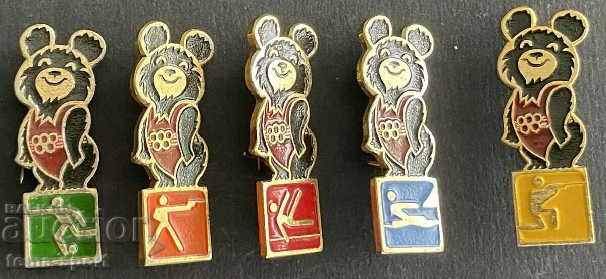 550 USSR 5 Olympic badge Olympics Moscow 1980 Misha