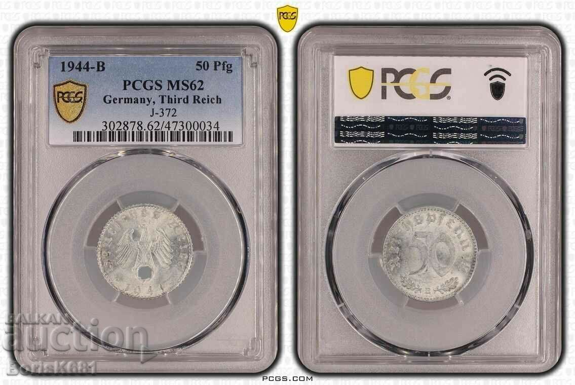 50 Pfennig Germany 1944 B MS62 PCGS