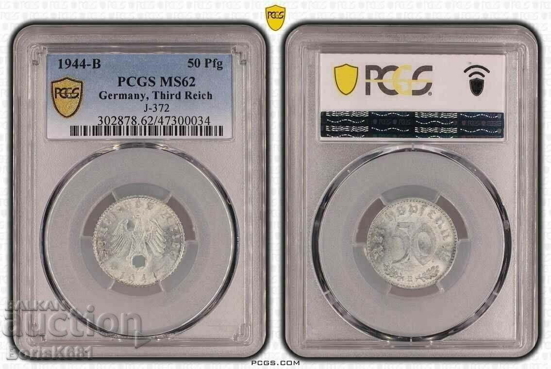 Germany 50 Pfennig 1944 B MS62 PCGS Germany 50 Pfennig 1944 B MS62 PCGS
