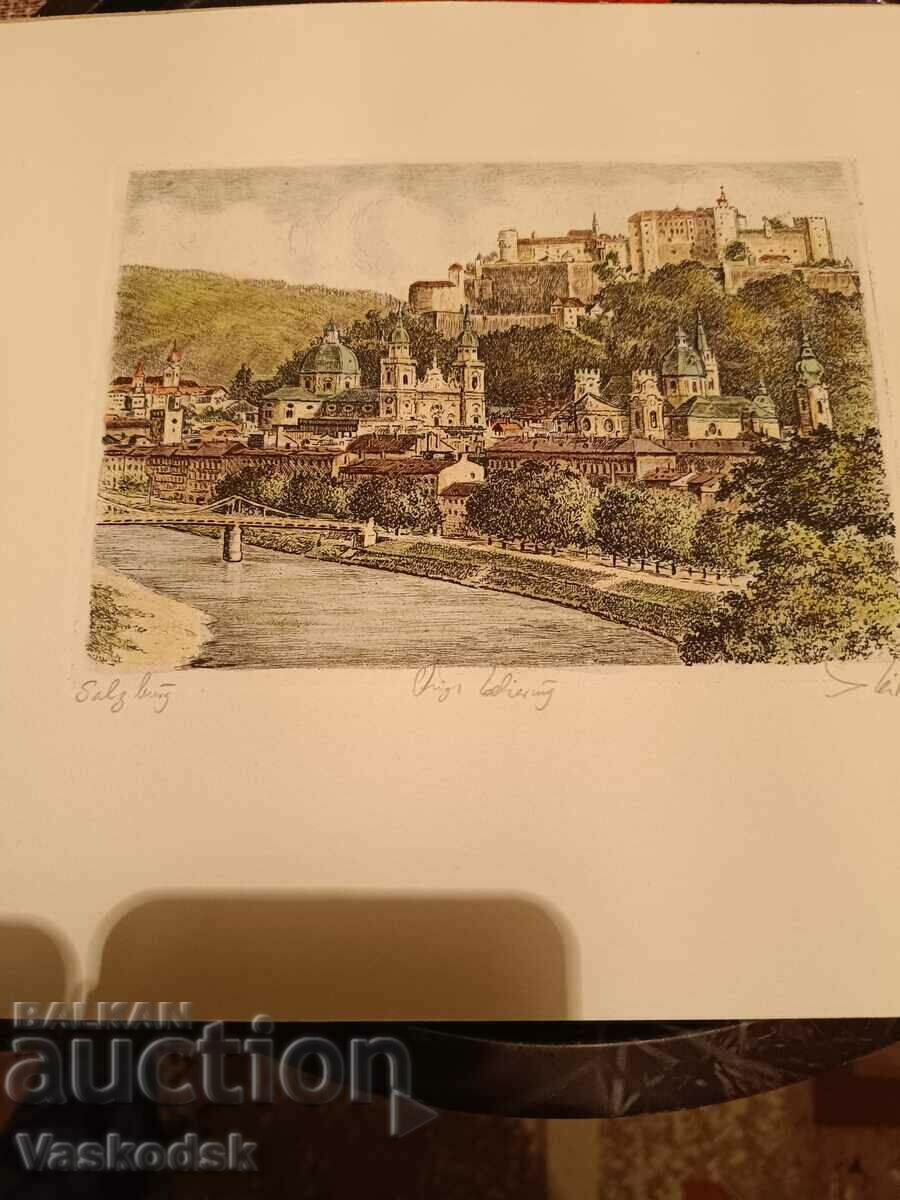 SIGNED Lithograph of Salzburg