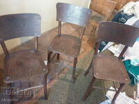 Old solid chairs with ornaments 3 pieces read description