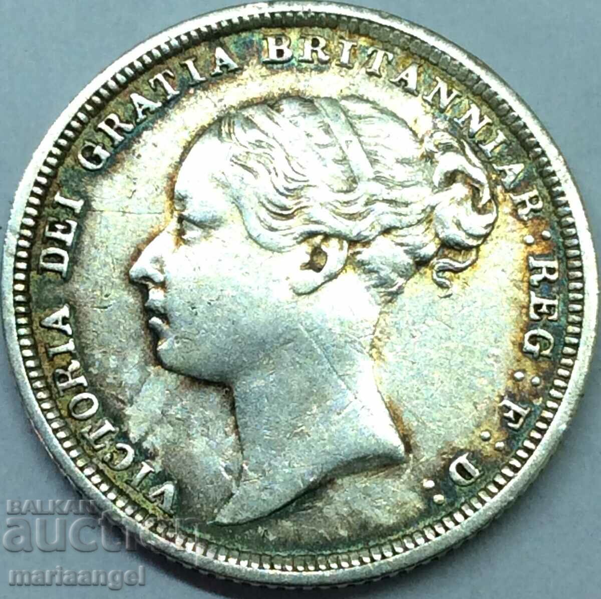 Великобритания 6 пенса 1883 млада Виктория сребро рядка
