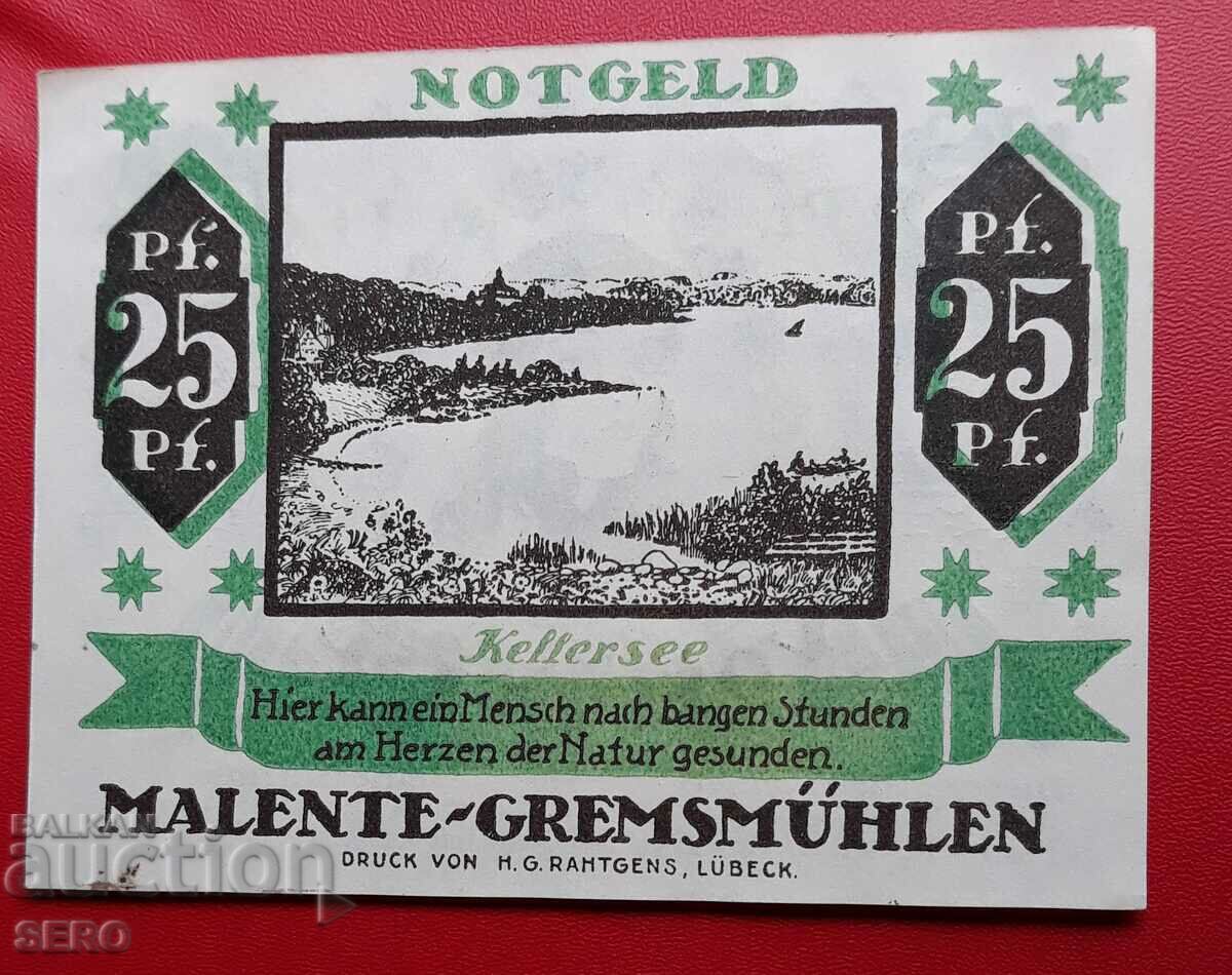Банкнота-Германия-Шлезвиг-Холщайн-Маленте-25 пфенига 1920
